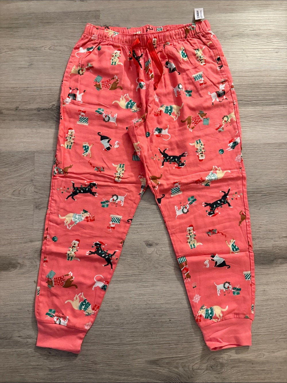 Old Navy Coral Pink Holiday Dog Print Pajama Pants